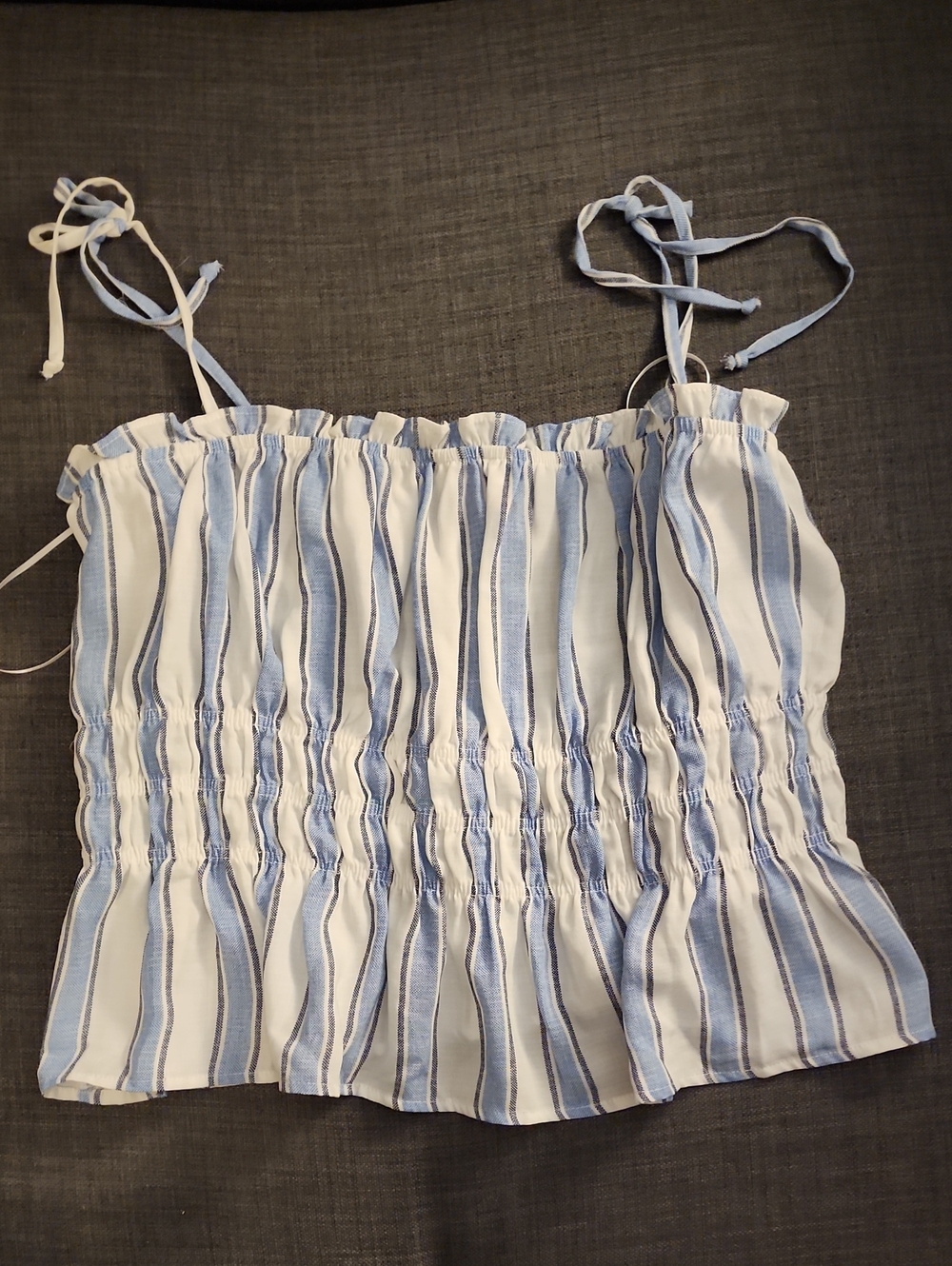 miami Blue & White Striped Smocked Camisole